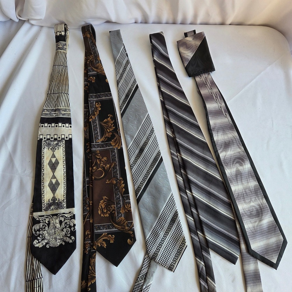 Mens Gothic Steampunk Tie Lot 5pc Baroque‎ Silk Geometric Fratello Steven Land
